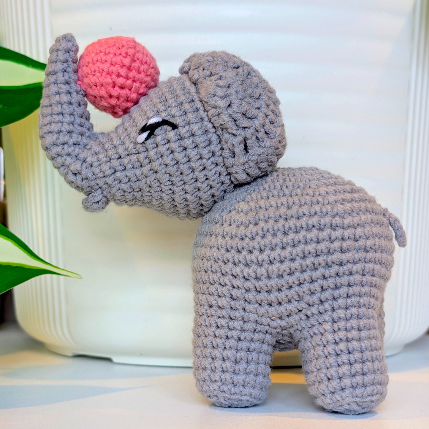 Elephant Amigurumi - Gray with Ball - Crochet Plush Figurine