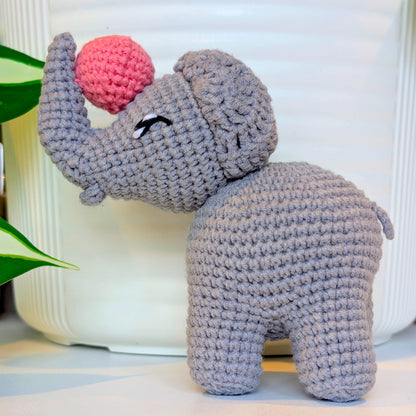 Elephant Amigurumi - Gray with Ball - Crochet Plush Figurine