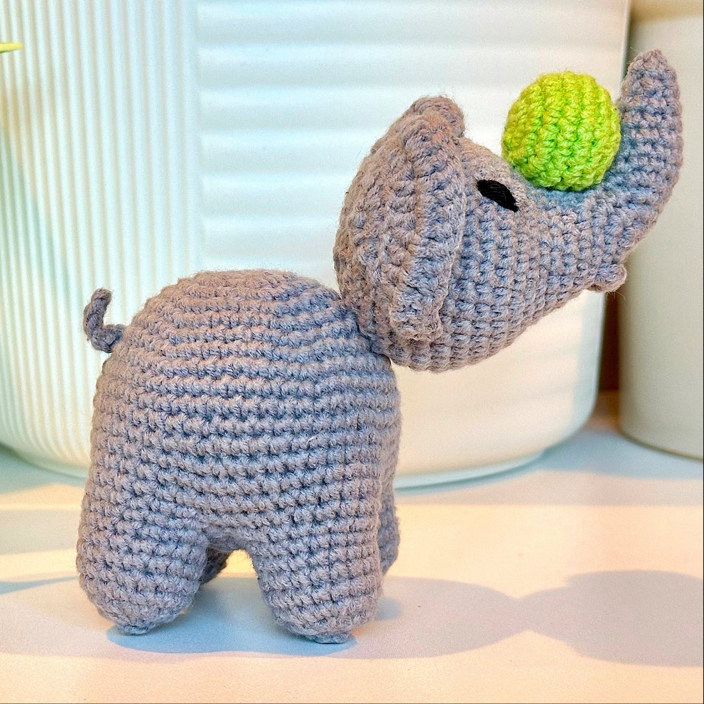 Elephant Amigurumi - Gray with Ball - Crochet Plush Figurine