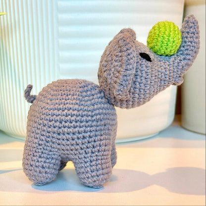 Elephant Amigurumi - Gray with Ball - Crochet Plush Figurine