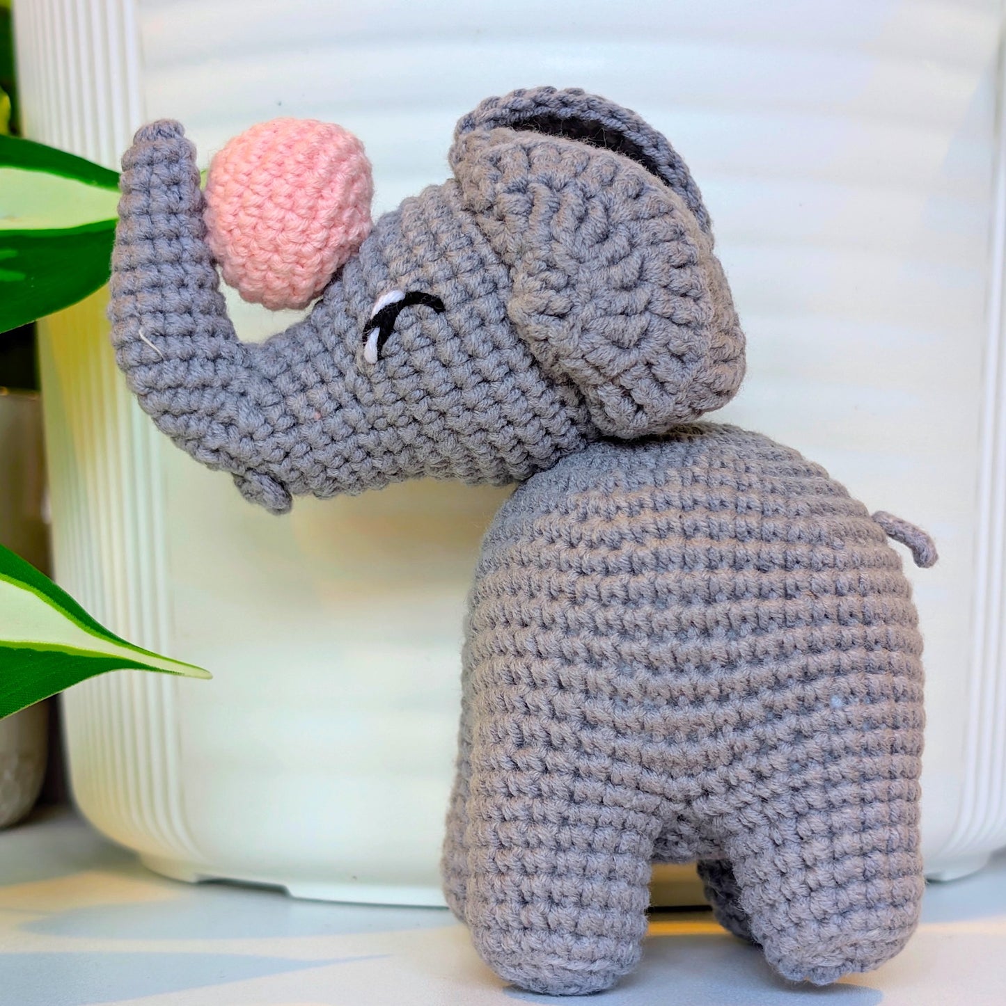 Elephant Amigurumi - Gray with Ball - Crochet Plush Figurine