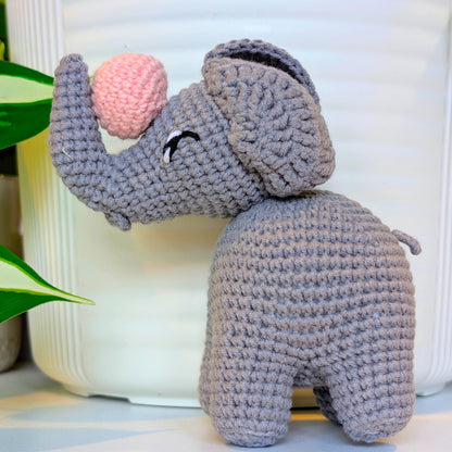 Elephant Amigurumi - Gray with Ball - Crochet Plush Figurine