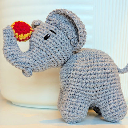 Elephant Amigurumi - Gray with Ball - Crochet Plush Figurine