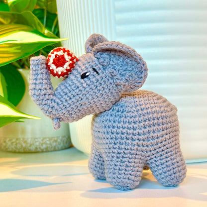 Elephant Amigurumi - Gray with Ball - Crochet Plush Figurine
