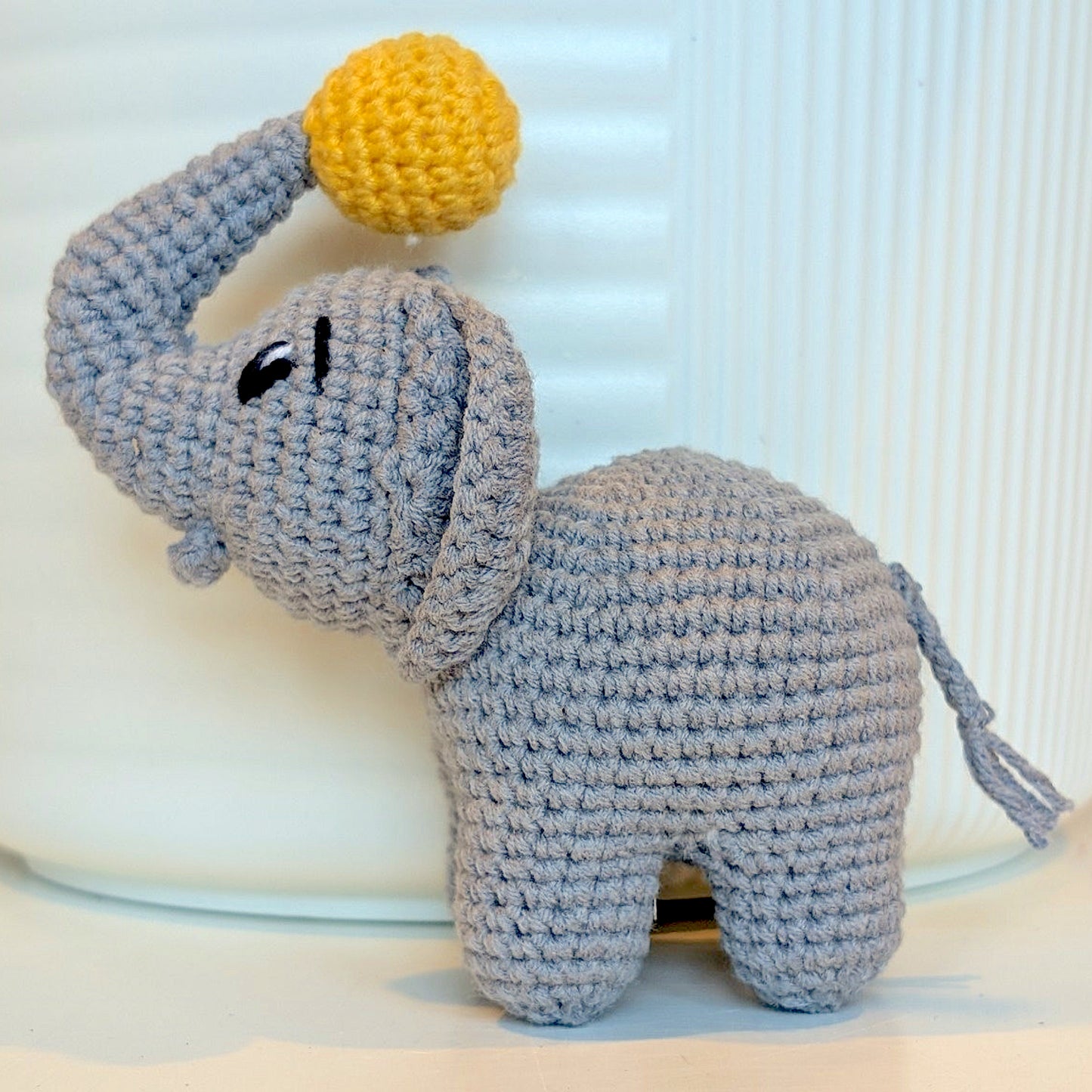 Elephant Amigurumi - Gray with Ball - Crochet Plush Figurine