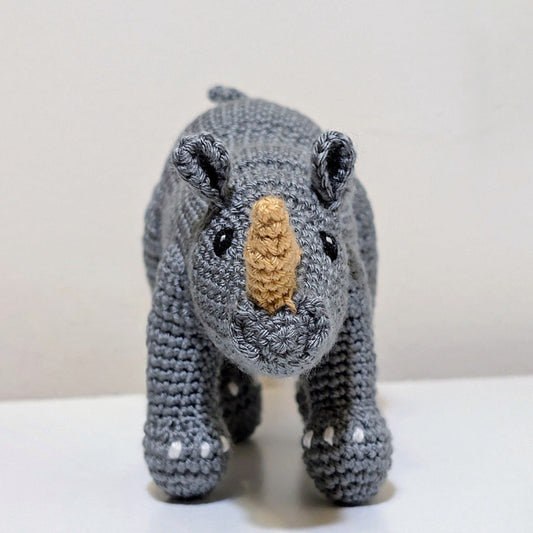 Rhino Crochet Plush Gray - Amigurumi Figurine