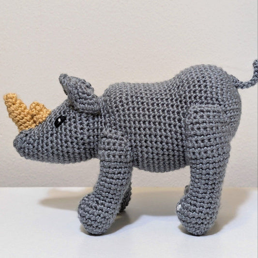 Rhino Crochet Plush Gray - Amigurumi Figurine