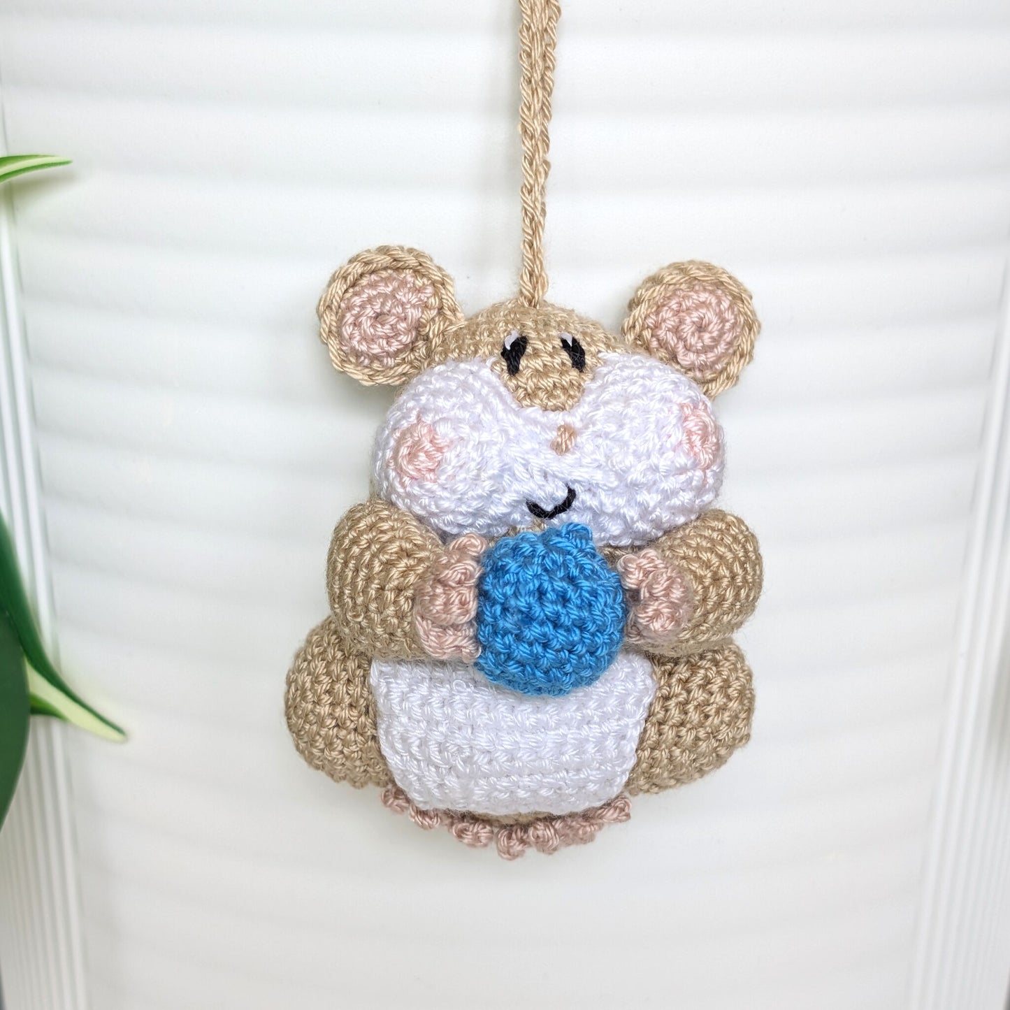 Hamster with Ball (Beige) Crochet Charm