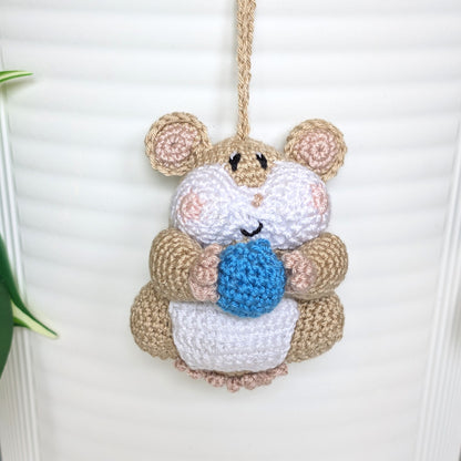 Hamster with Ball (Beige) Crochet Charm