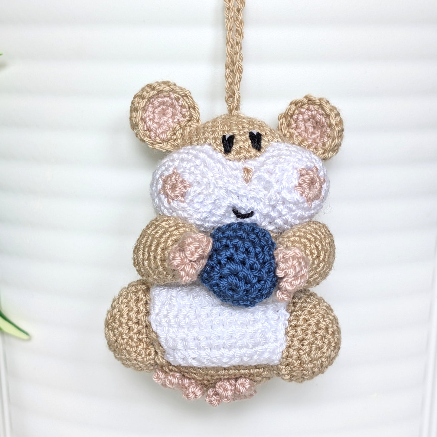 Hamster with Ball (Beige) Crochet Charm