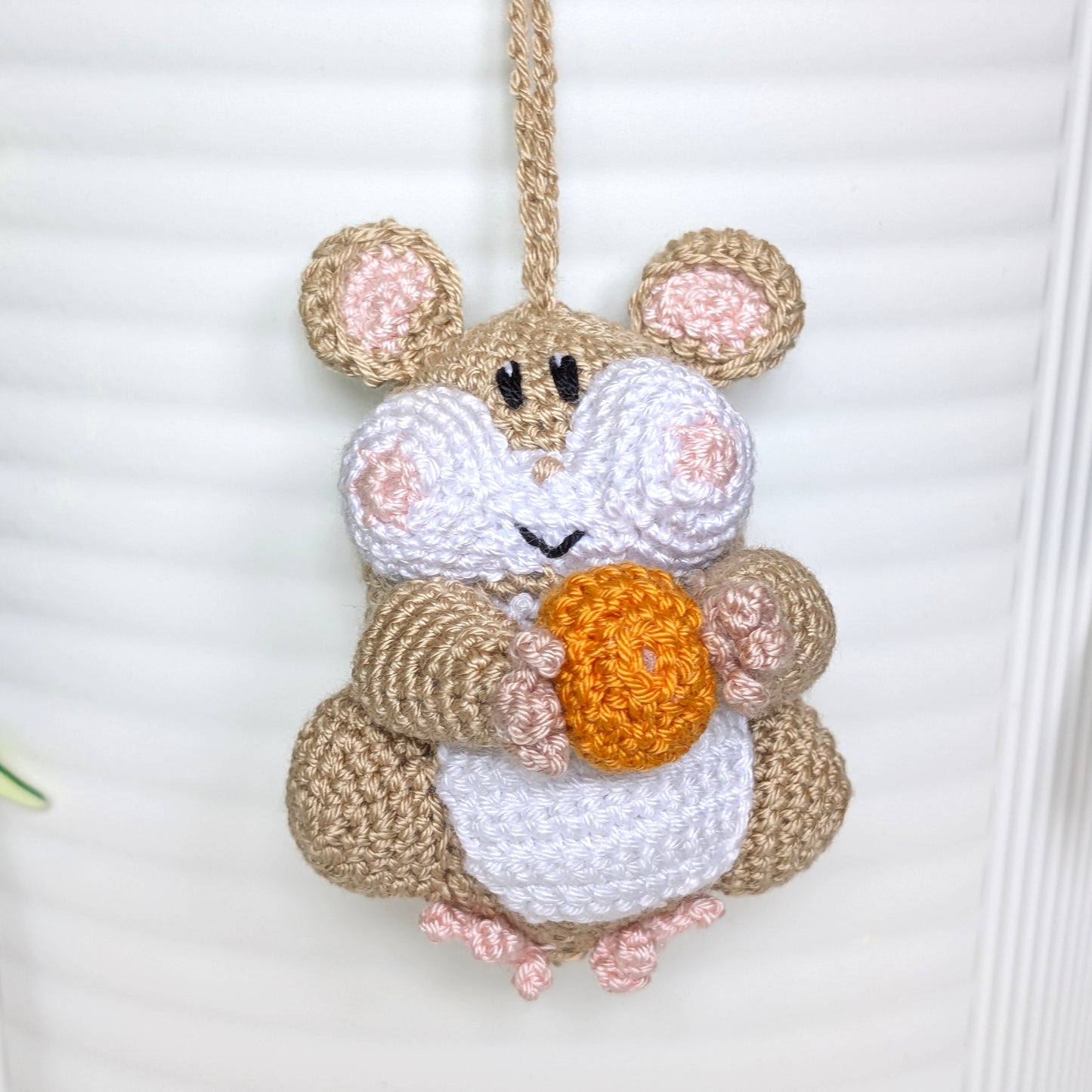 Hamster with Ball (Beige) Crochet Charm