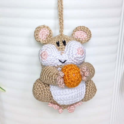 Hamster with Ball (Beige) Crochet Charm