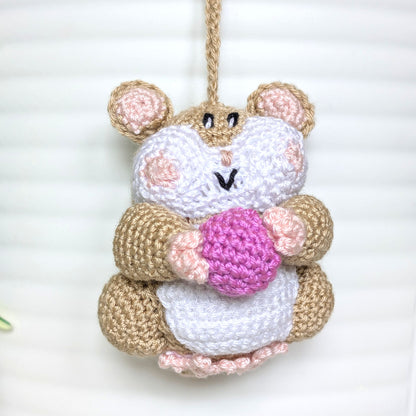 Hamster with Ball (Beige) Crochet Charm