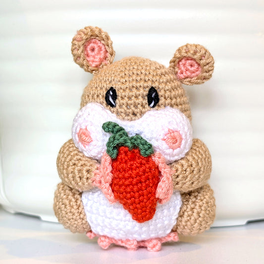 Hamster with Carrot Amigurumi - Handmade Crochet Figurine