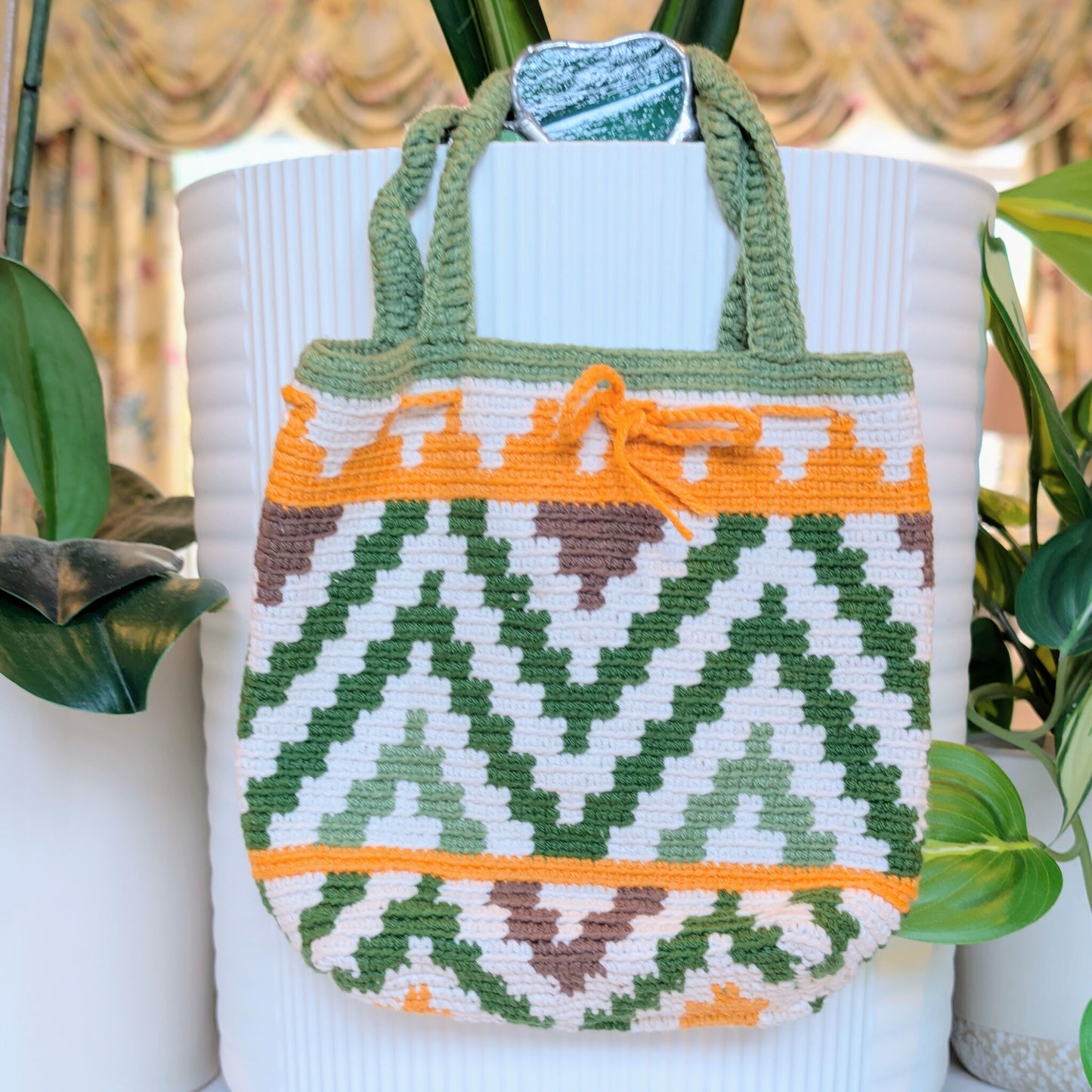 Handbag (Green Shade) - Crochet Bag