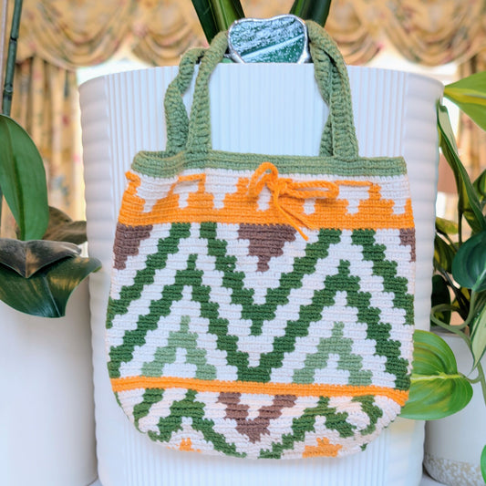 Handbag (Green Shade) - Crochet Bag