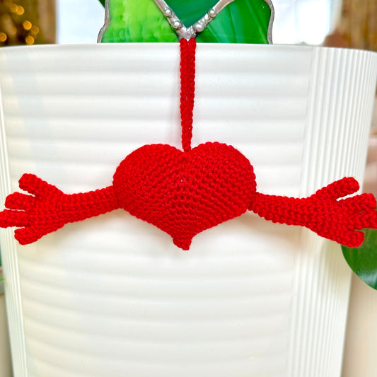 Heart with Hugging Hands Amigurumi - Crochet Keychain