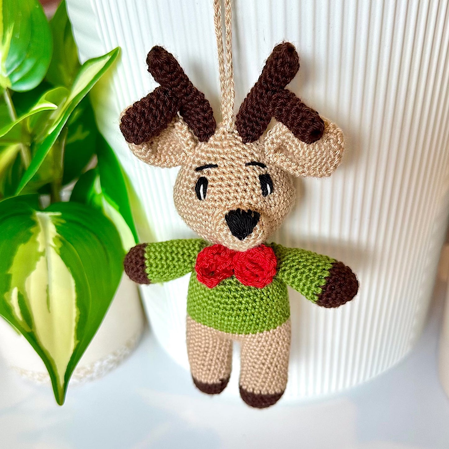 Holiday Reindeer Amigurumi - Handmade Crochet Ornament