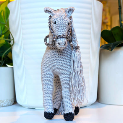 Horse Crochet Plush - Gray with Sparkly Trim