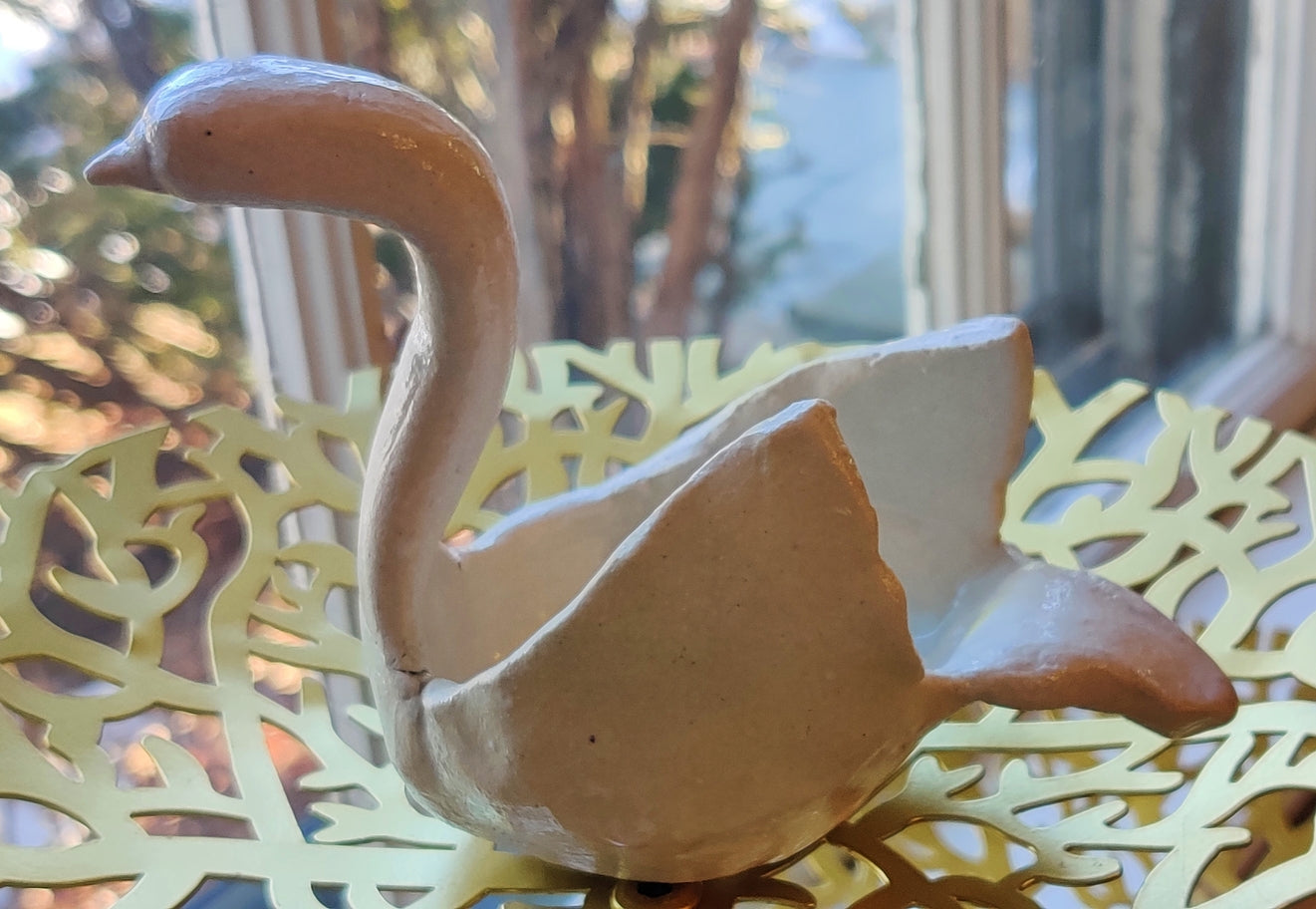 Swan Clay Figurine