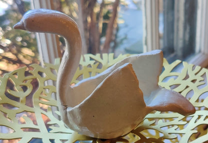 Swan Clay Figurine