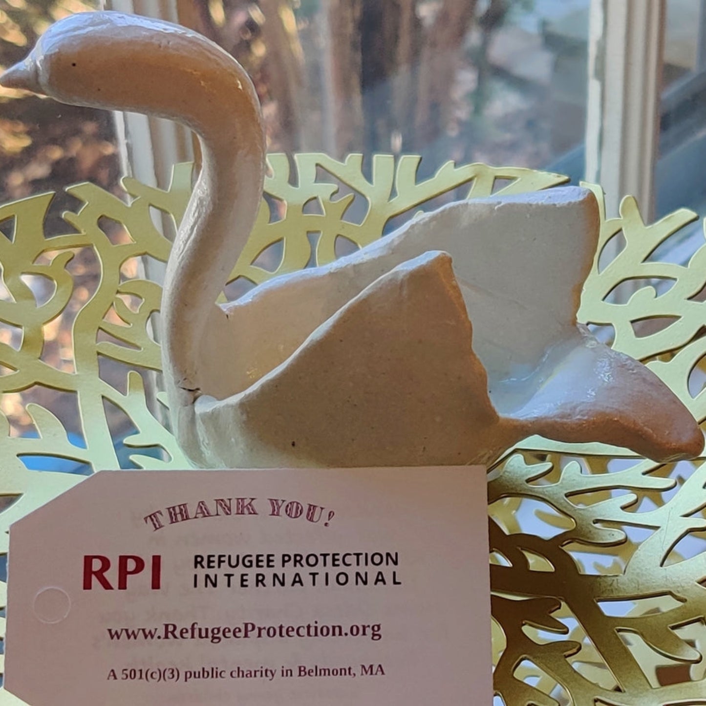 Swan Clay Figurine