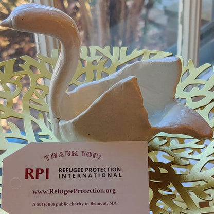 Swan Clay Figurine