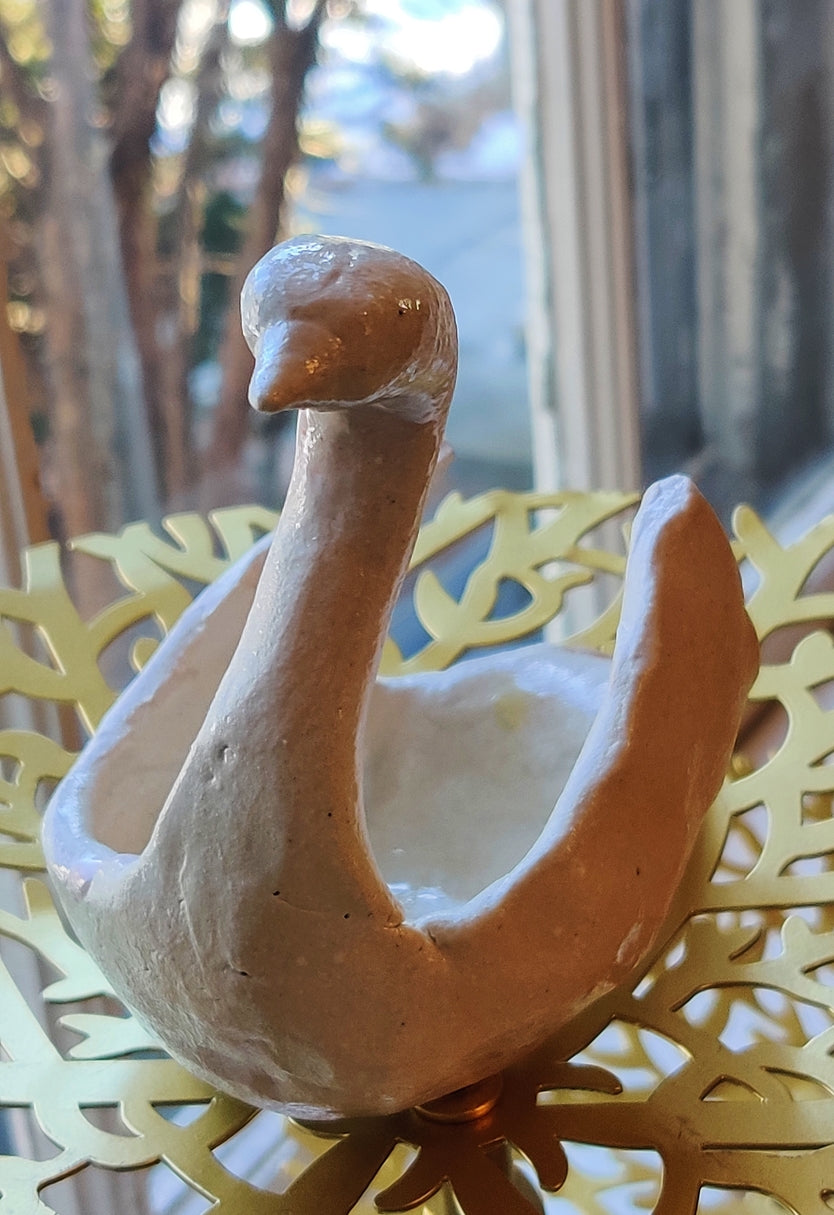 Swan Clay Figurine