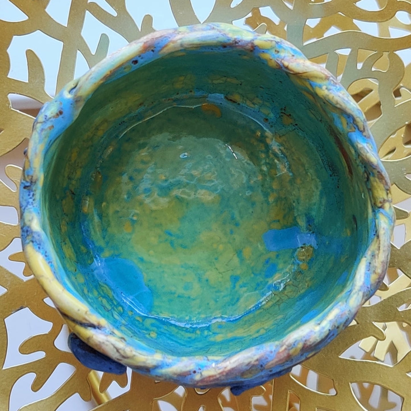 Blue Ocean Bowl - Handmade Pottery