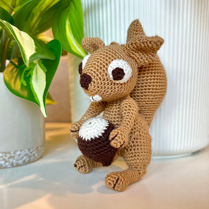 Squirrel with Acorn Amigurumi - Crochet Plush Charm