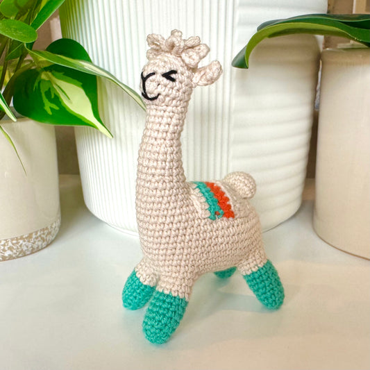 Alpaca (Teal Boots)- S/M - Handmade Crochet Plush