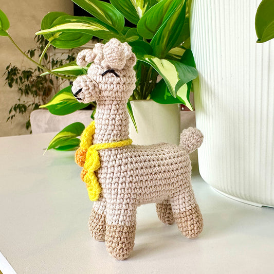 Alpaca (Beige Boots)- S/M - Handmade Crochet Plush