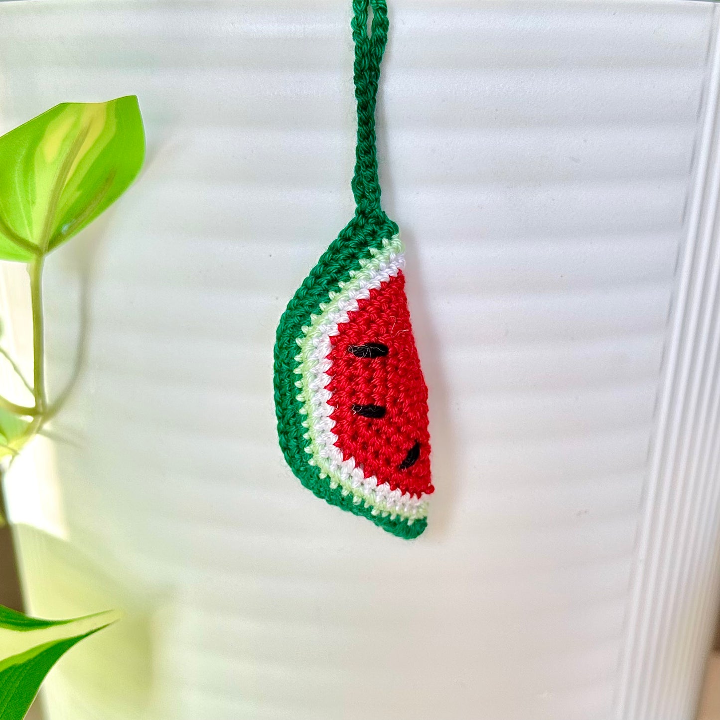 Watermelon Slice Amigurumi - Handmade Crochet Keychain