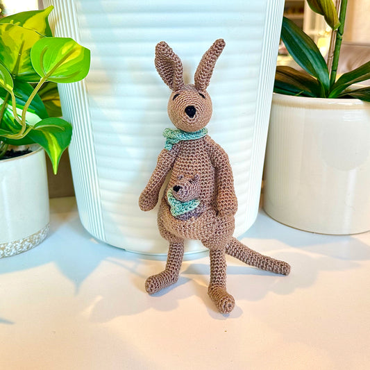 Kangaroo Amigurumi with Baby Joey - Handmade Crochet Plushie