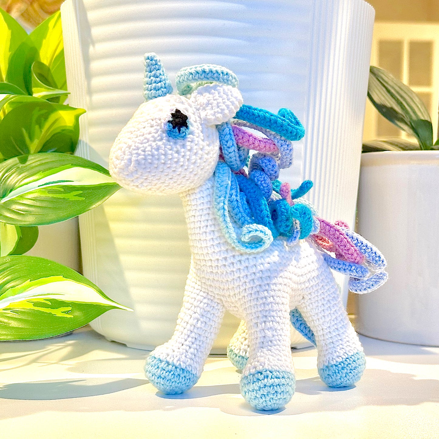 Unicorn (Aqua Foot) - Medium - Crochet Plushie