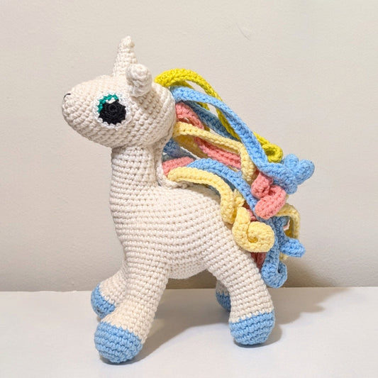 Unicorn (Sky Blue Foot) - Medium - Crochet Stuffed Animal