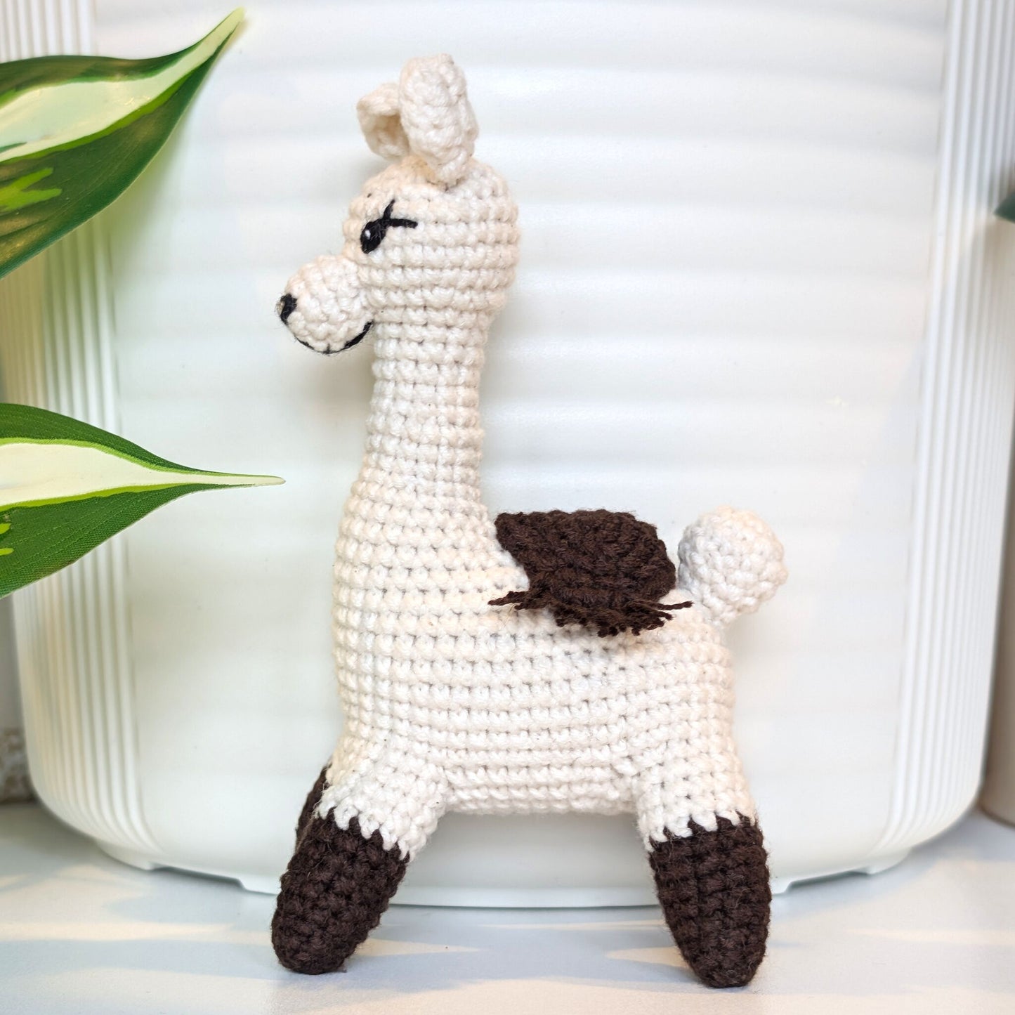 Llama in Brown Boots - Crochet Plush Figurine