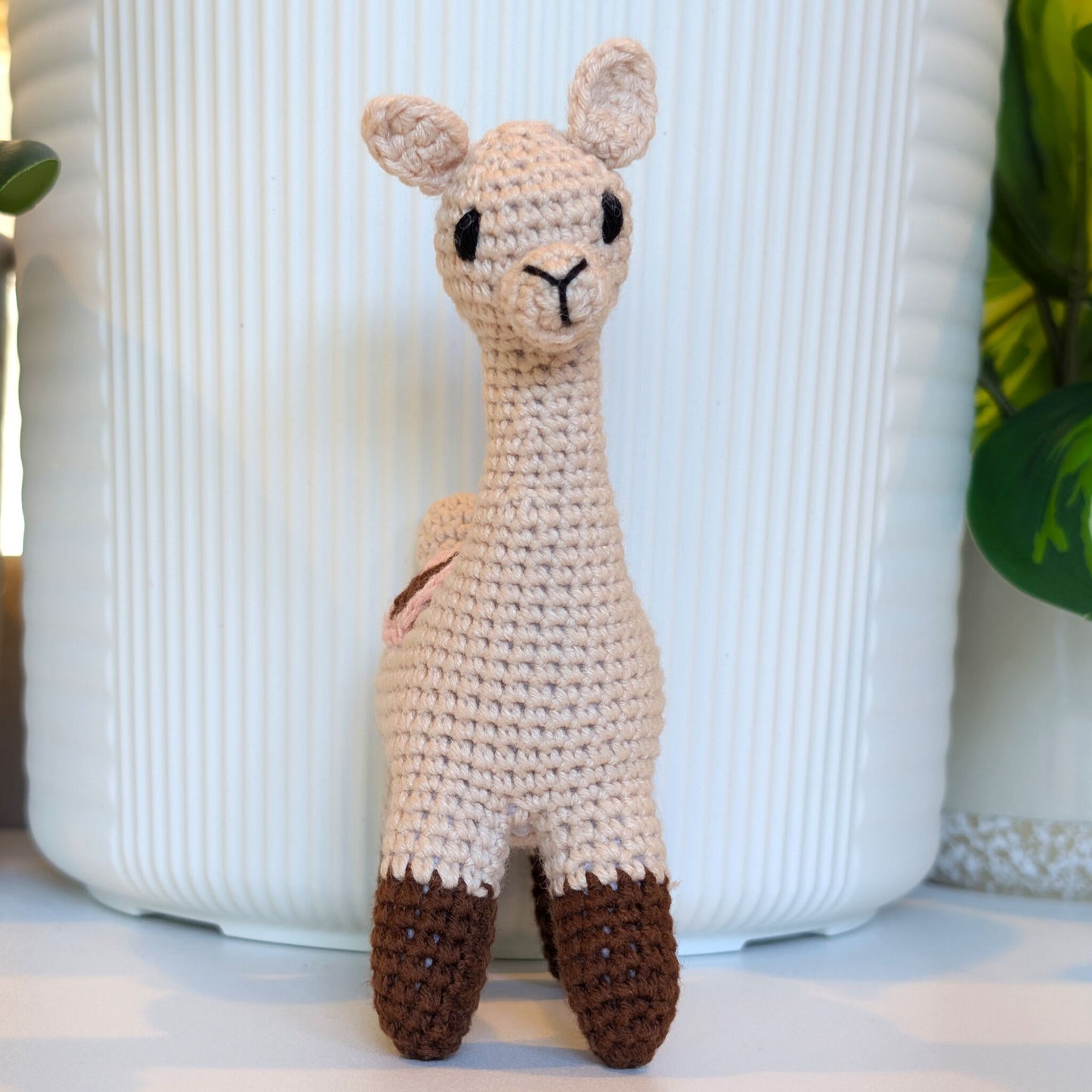 Llama in Brown Boots - Crochet Plush Figurine