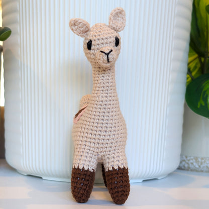 Llama in Brown Boots - Crochet Plush Figurine
