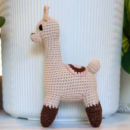 Llama in Brown Boots - Crochet Plush Figurine