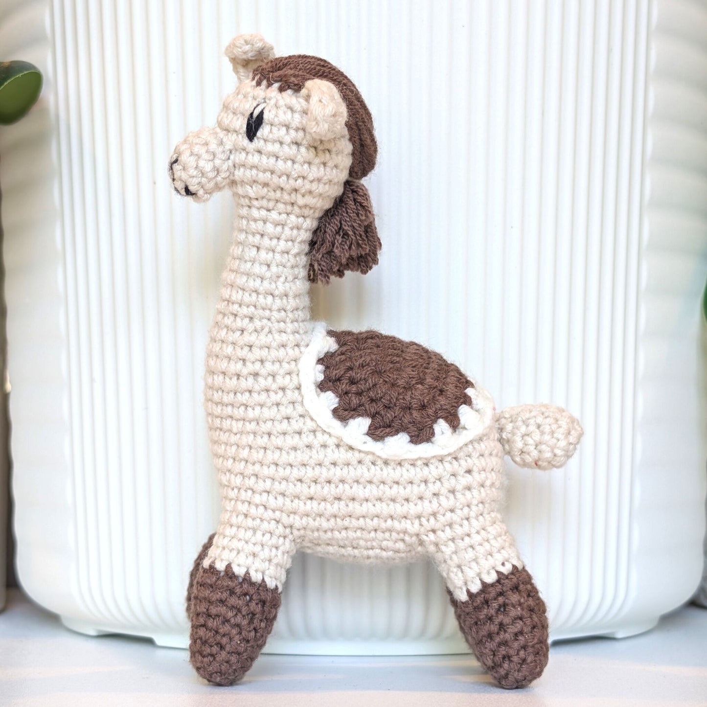 Llama in Brown Boots - Crochet Plush Figurine