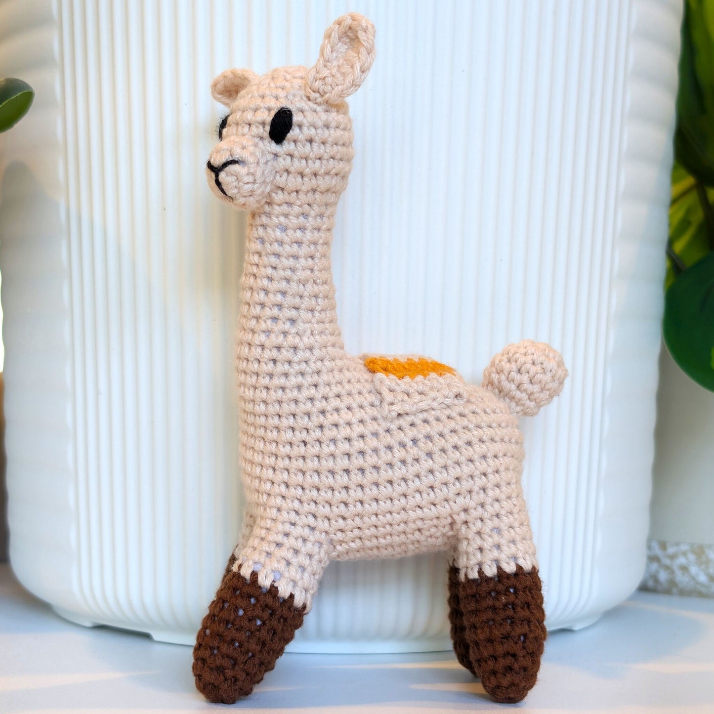 Llama in Brown Boots - Crochet Plush Figurine