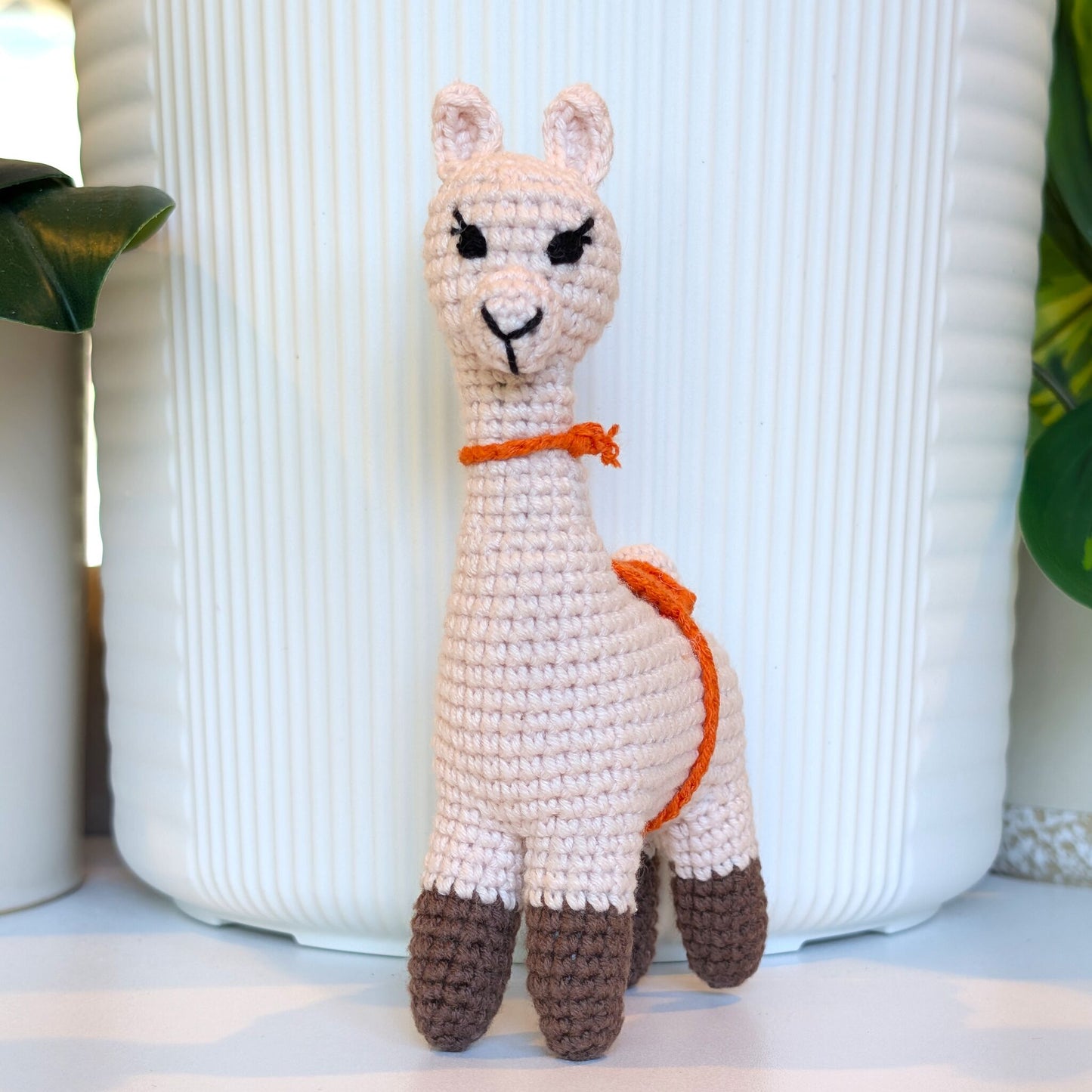 Llama in Brown Boots - Crochet Plush Figurine