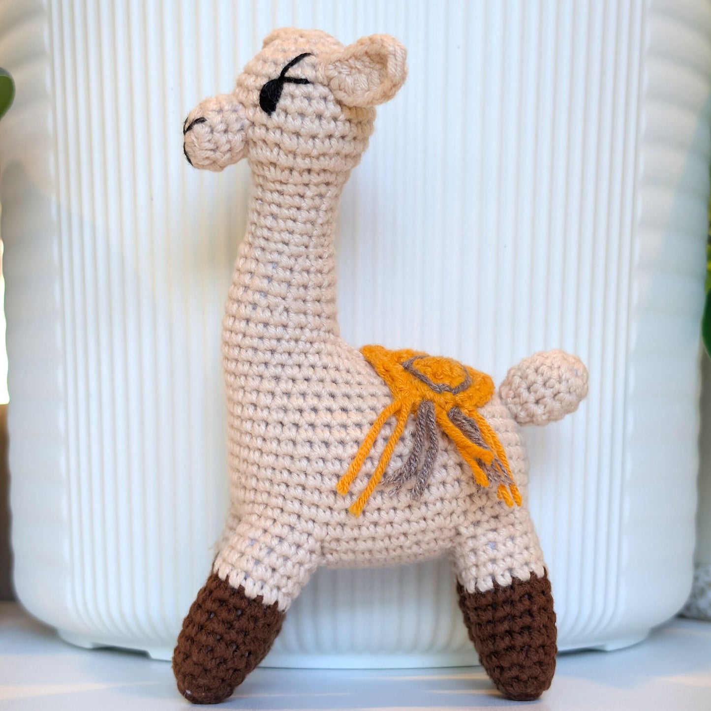 Llama in Brown Boots - Crochet Plush Figurine