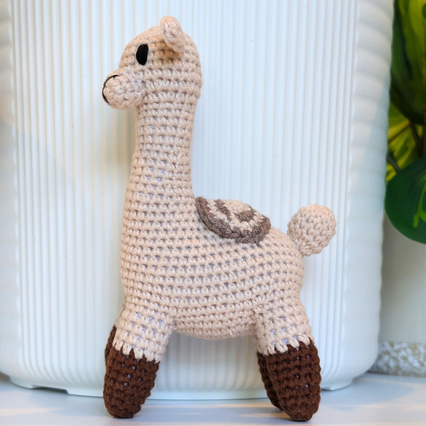 Llama in Brown Boots - Crochet Plush Figurine