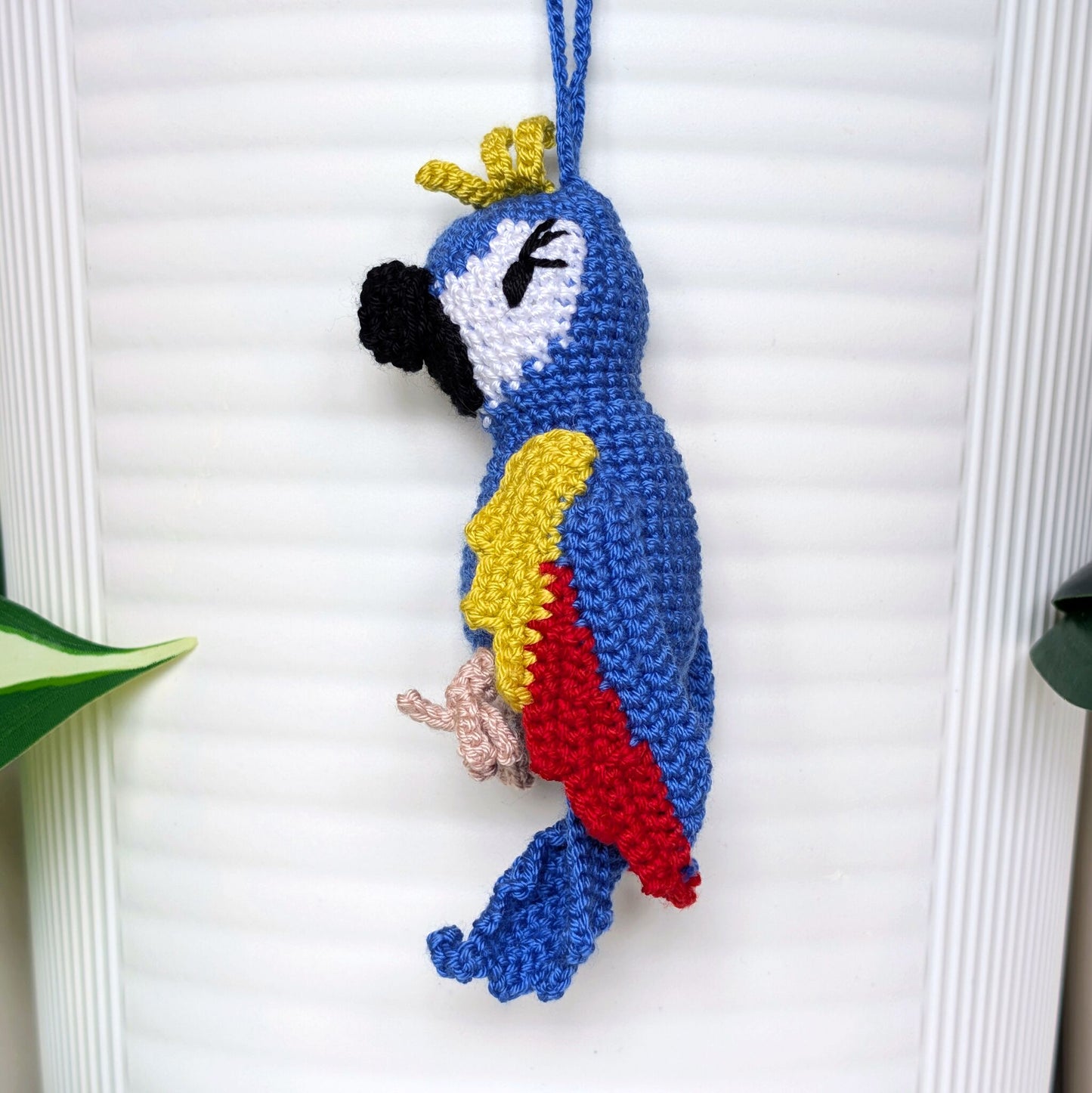 Macaw Crochet Bag Charm - Hyacinth Blue