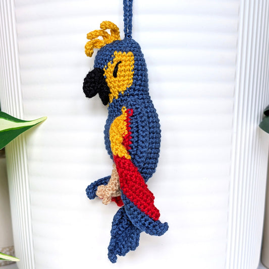 Macaw Crochet Bag Charm - Hyacinth Blue