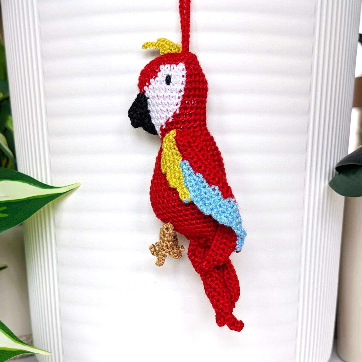 Macaw Crochet Ornament - Red