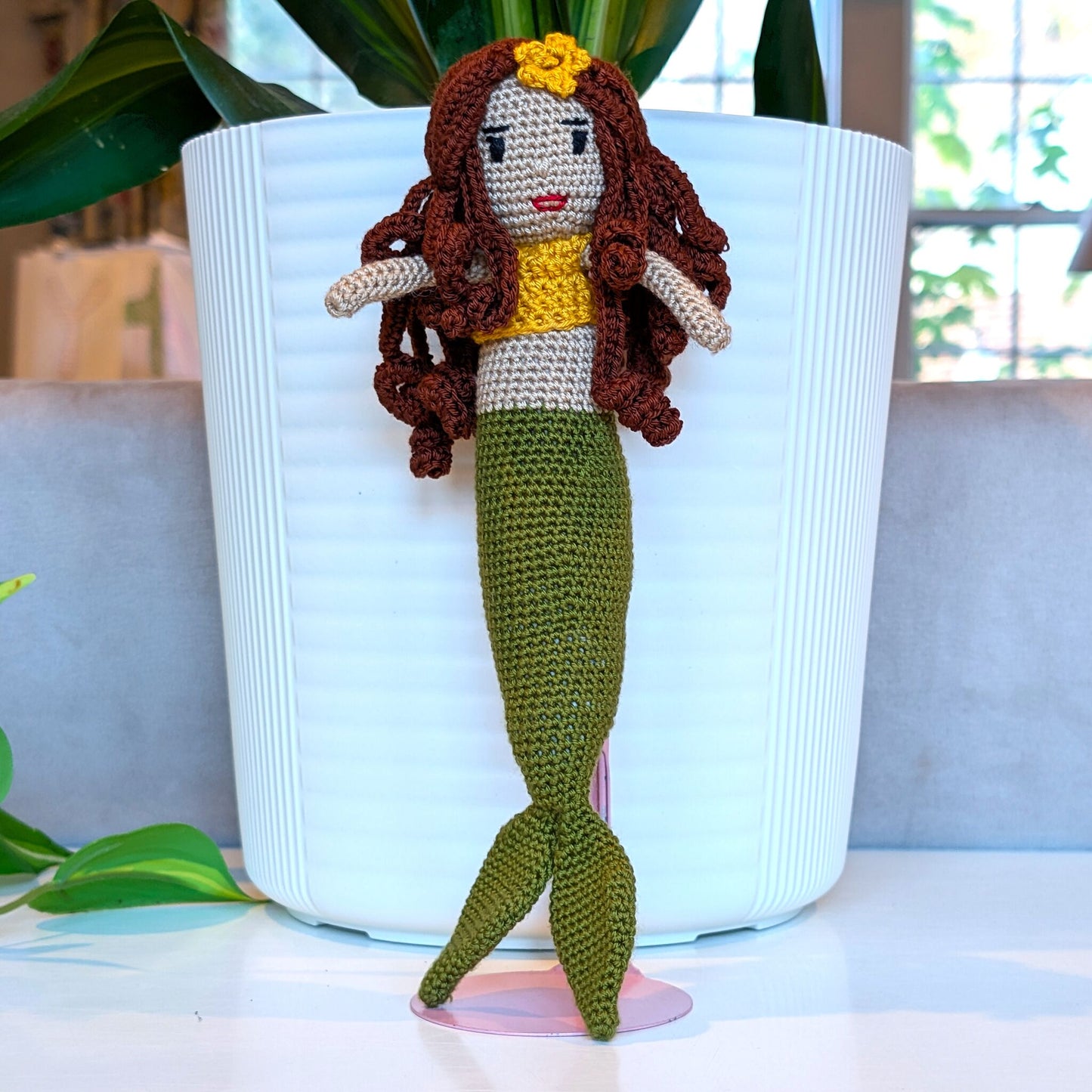 Mermaid with Floral Hair Accessory Crochet Plush