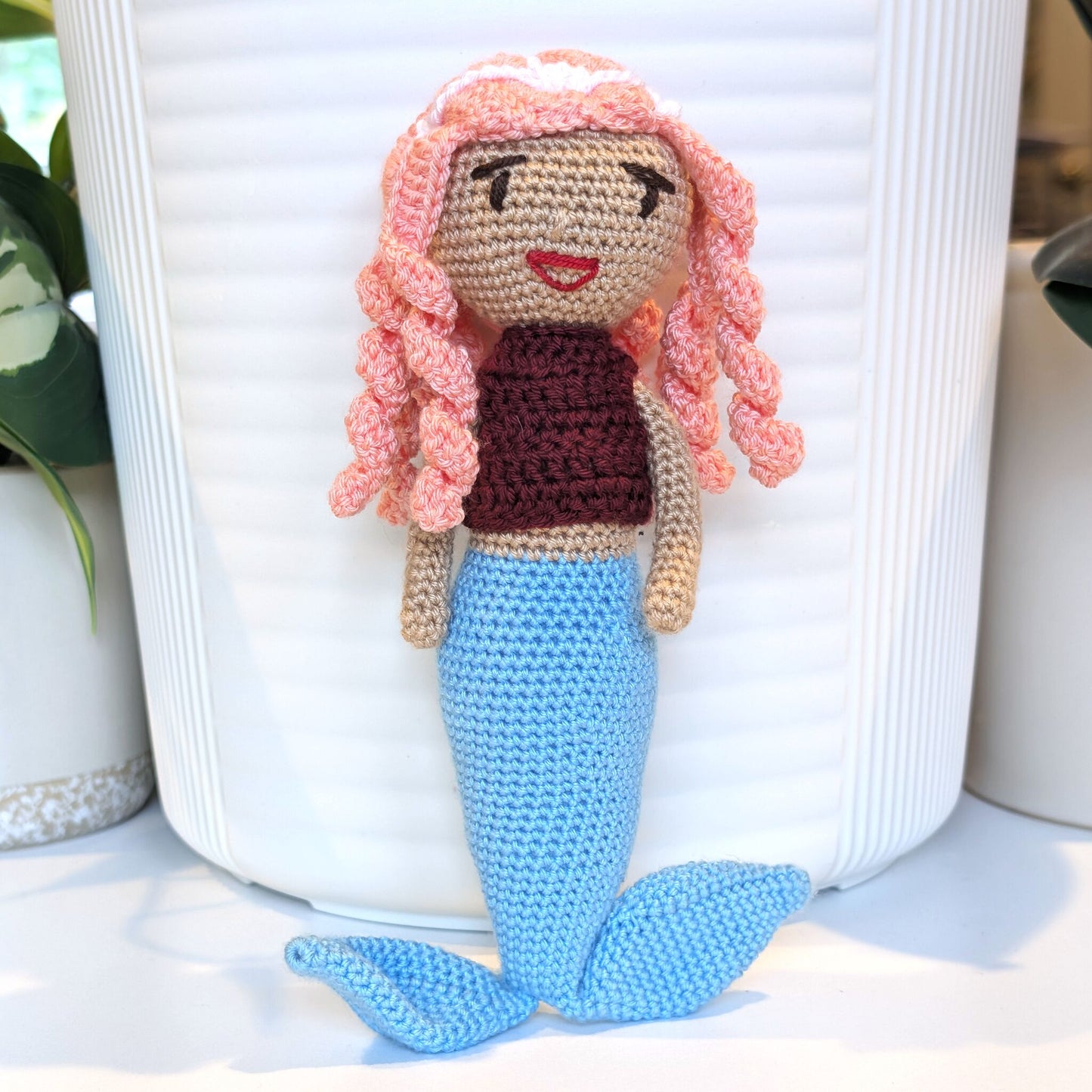 Mermaid with Floral Hair Accessory Crochet Plush